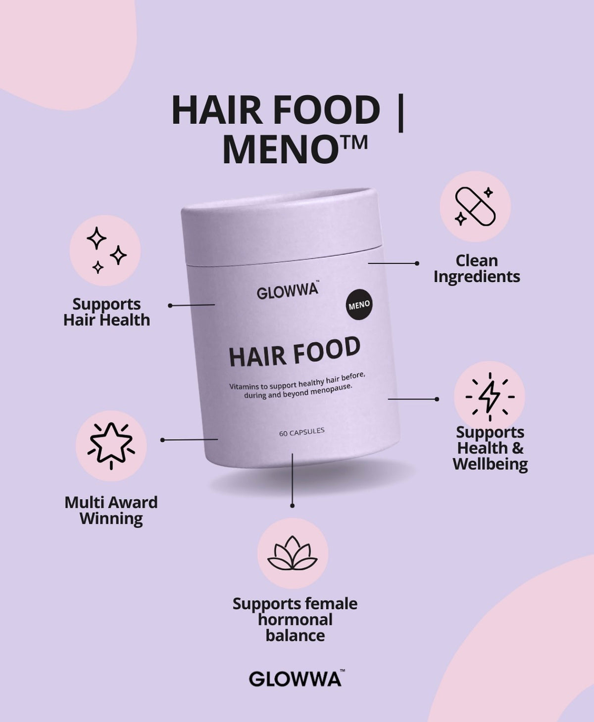 Glowwa Hair Food | Meno 3 Month Supply